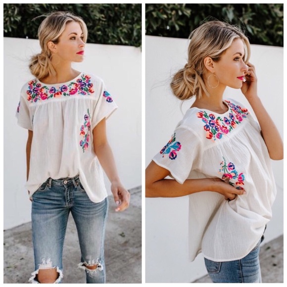 Tops - Floral Embroidered Top